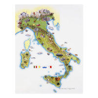 Map of Italy Postcard