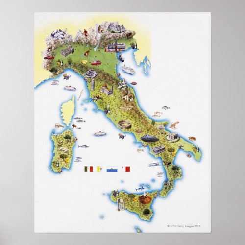 Map of Italy Poster