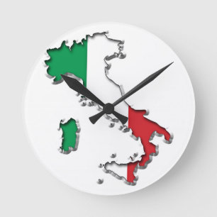 Map of Italy Round Clock