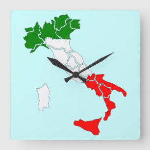 Map of Italy square clock. Wall Clock
