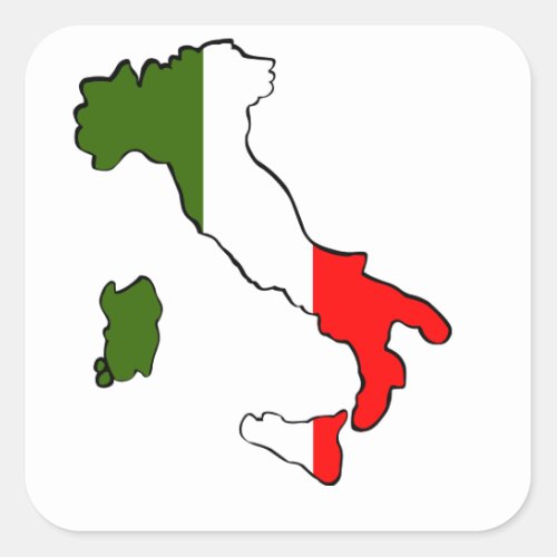 Map of Italy Square Sticker