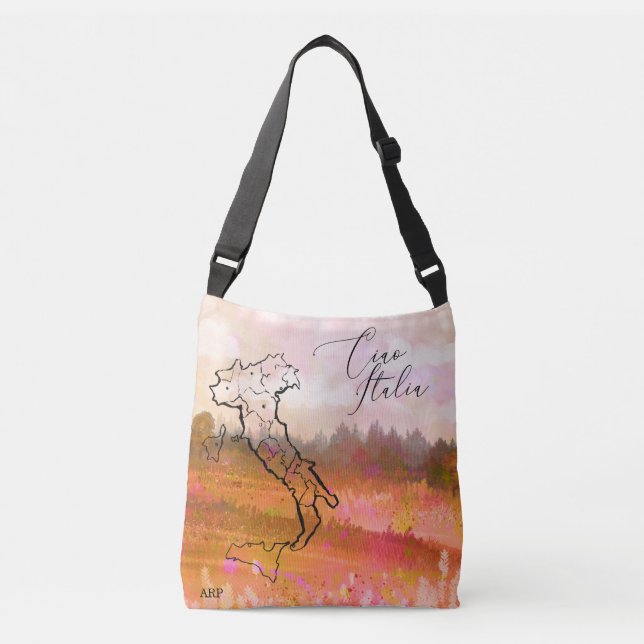 *~* Map of Italy Tuscany Art Landscape Ciao Italia Crossbody Bag (Front)