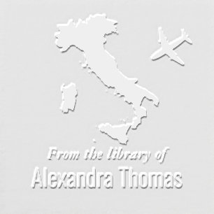 Map of Italy with Plane Library Book Name Embosser