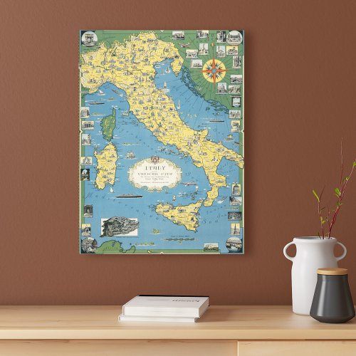 Map of Italy with Vatican City Canvas Print