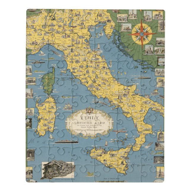Map of Italy with Vatican City Jigsaw Puzzle (Puzzle Vertical)