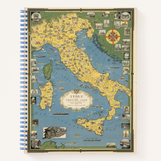 Map of Italy with Vatican City Notebook (Front)