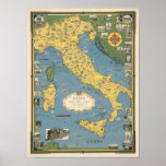 Map of Italy with Vatican City Poster