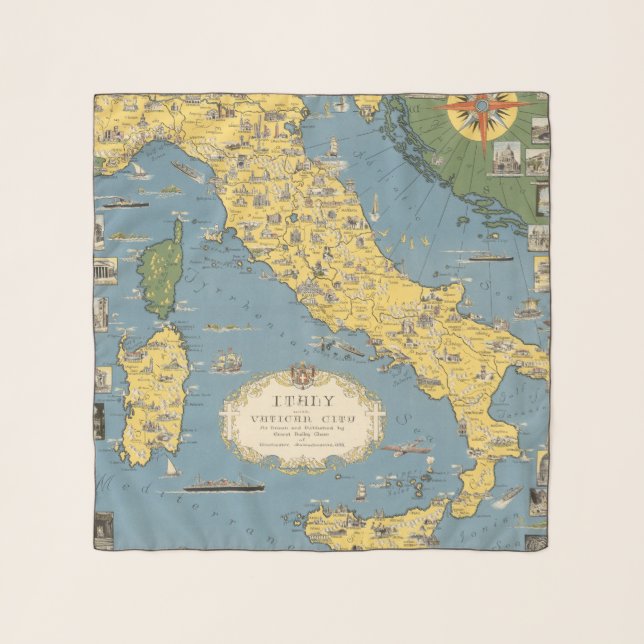 Map of Italy with Vatican City Scarf (Front)