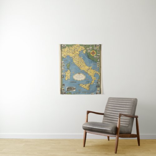 Map of Italy with Vatican City Tapestry