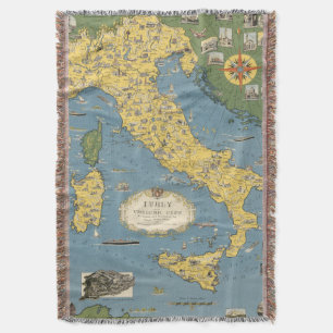 Map of Italy with Vatican City Throw Blanket