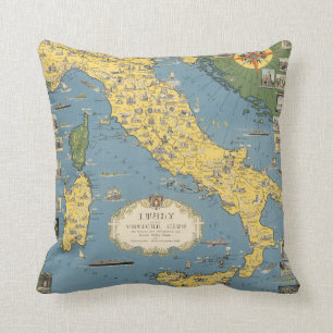 Map of Italy with Vatican City Throw Pillow