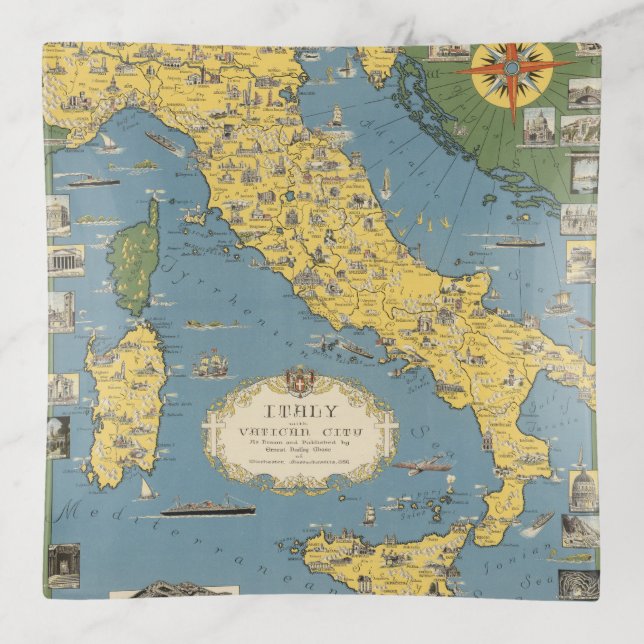 Map of Italy with Vatican City Trinket Tray (Front)
