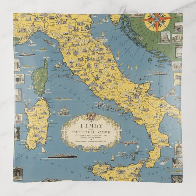 Map of Italy with Vatican City Trinket Tray (Front)