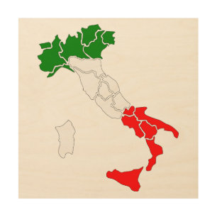 Map of Italy wood canvas
