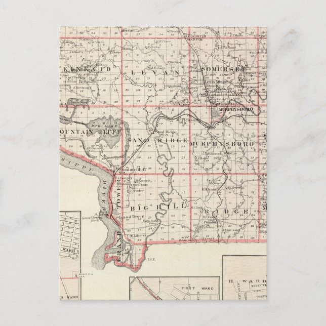 Map of Jackson County, Grand Tower Postcard (Front)