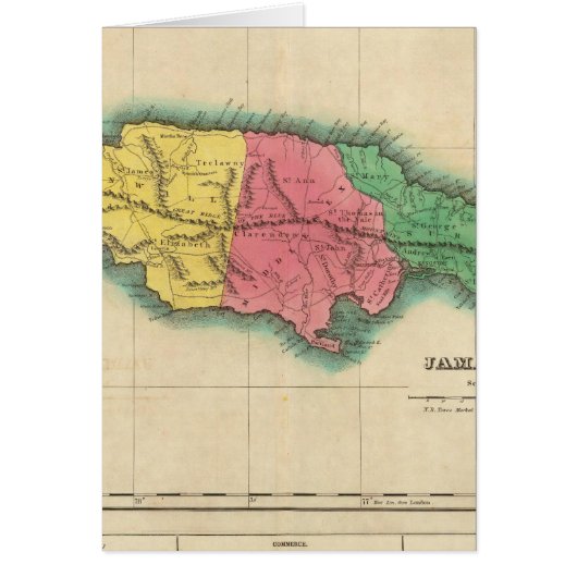 Map Of Jamaica Cards (Front)