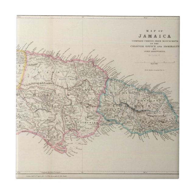 Map of Jamaica Ceramic Tile (Front)