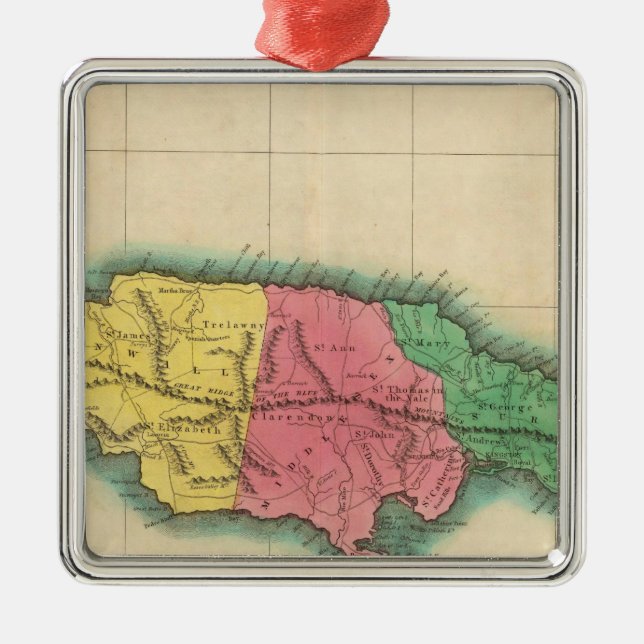 Map Of Jamaica Metal Ornament (Front)