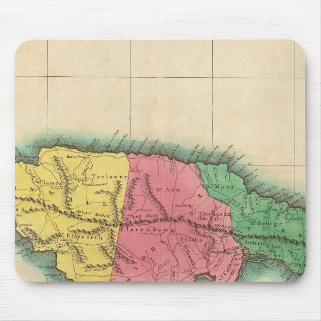 Map Of Jamaica Mouse Pad (Front)