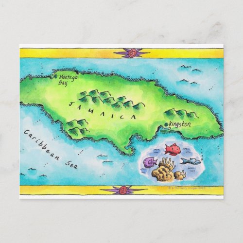 Map of Jamaica Postcard
