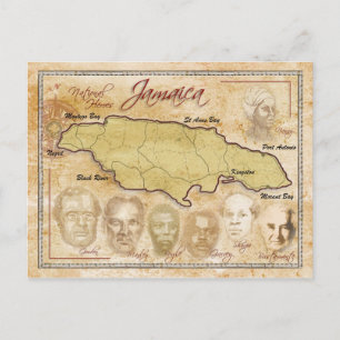 Map of Jamaica with National Heroes Postcard