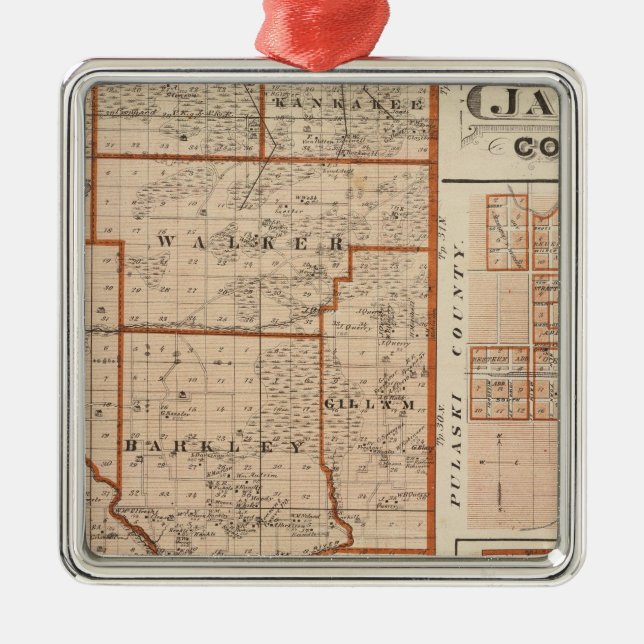 Map of Jasper County Metal Ornament (Front)