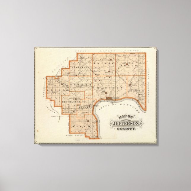 Map of Jefferson County Canvas Print (Front)
