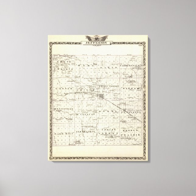 Map of Jefferson County Canvas Print (Front)