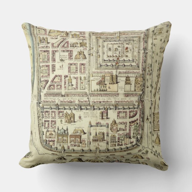Map of Jerusalem and the surrounding area, from 'C Throw Pillow (Front)