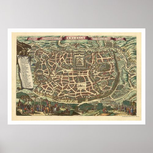 Map of Jerusalem by Nicolaes Visscher 1660 Poster