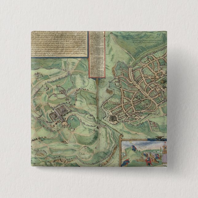 Map of Jerusalem, from 'Civitates Orbis Terrarum' Pinback Button (Front)