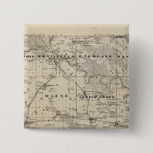 Map of Jones County, State of Iowa Pinback Button (Front)