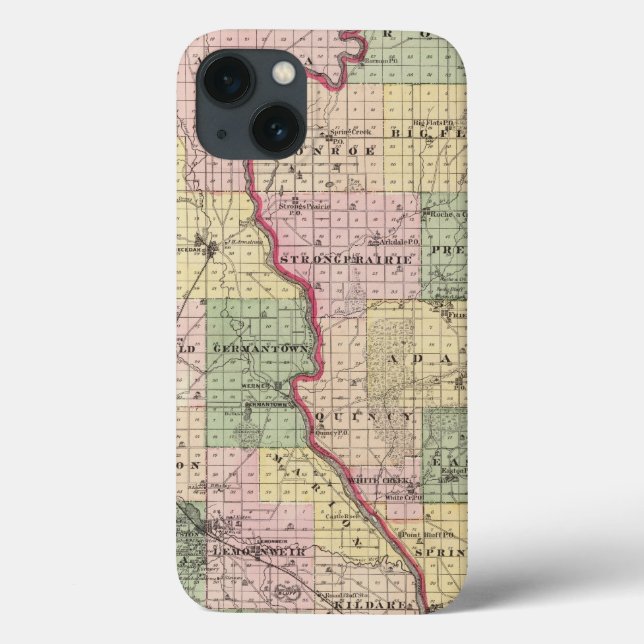 Map of Juneau and Adams counties Case-Mate iPhone Case (Back)