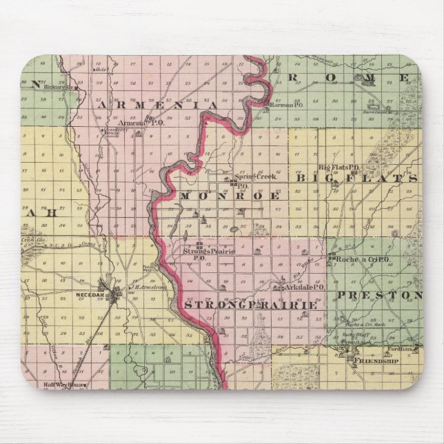 Map of Juneau and Adams counties Mouse Pad (Front)