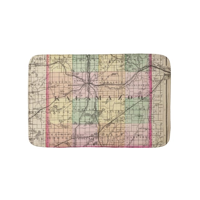 Map of Kalamazoo County, Michigan Bathroom Mat (Front)