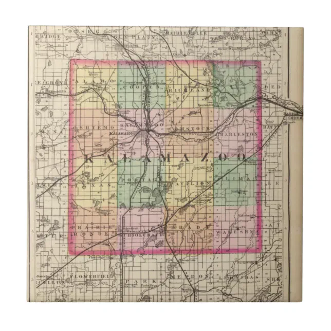 Map of Kalamazoo County, Michigan Ceramic Tile Zazzle