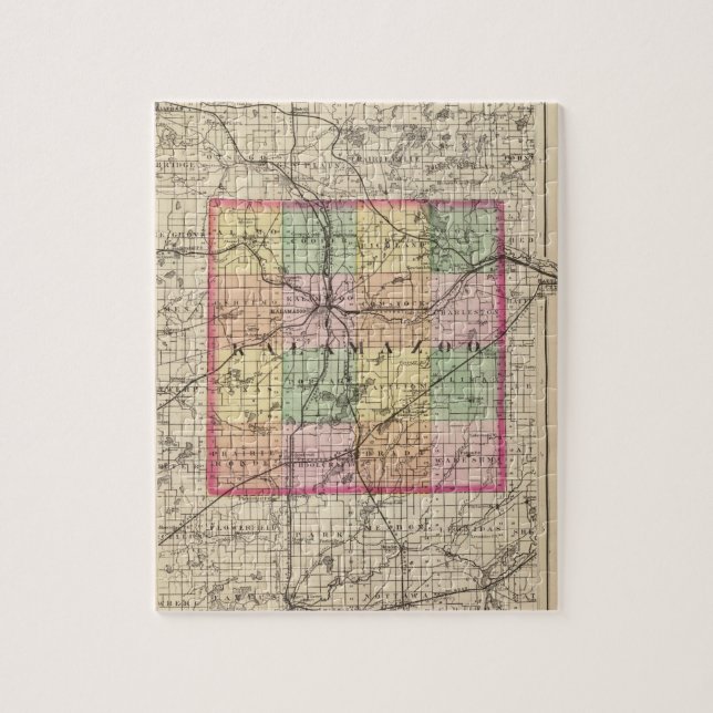 Map of Kalamazoo County, Michigan Jigsaw Puzzle (Vertical)