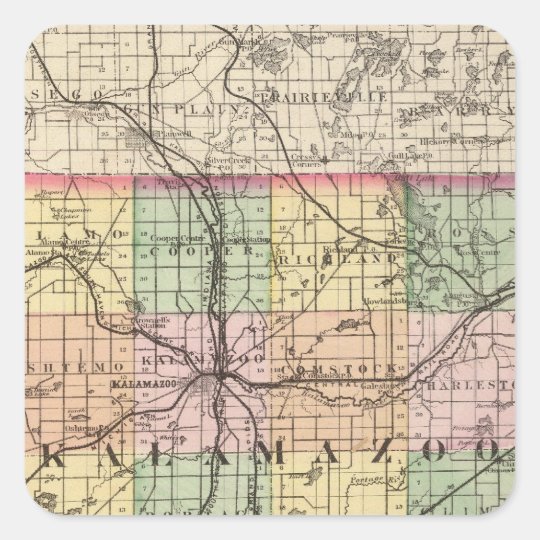 Map of Kalamazoo County, Michigan Square Sticker