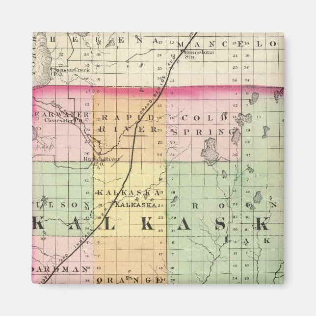 Map of Kalkaska County, Michigan Magnet (Front)