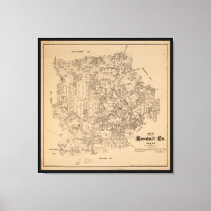 Map of Kendall County, Texas (1879) Canvas Print