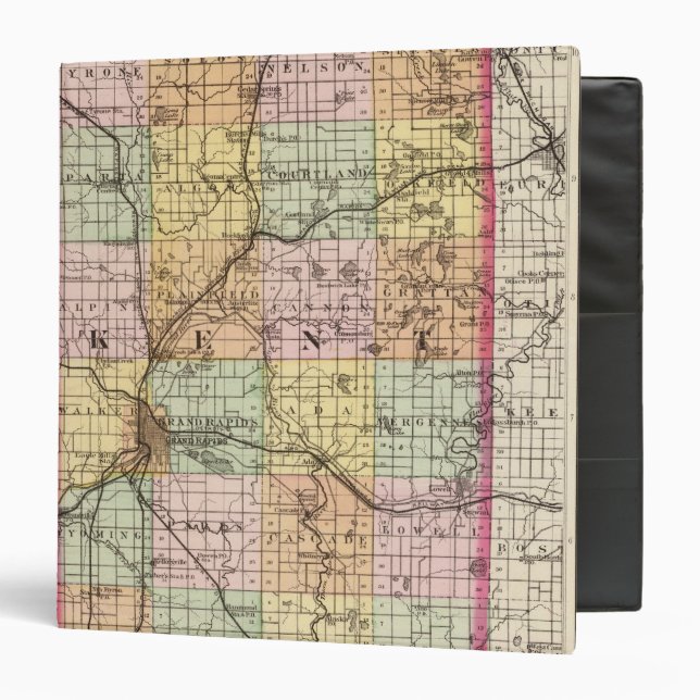 Map of Kent County, Michigan 3 Ring Binder (Front/Inside)