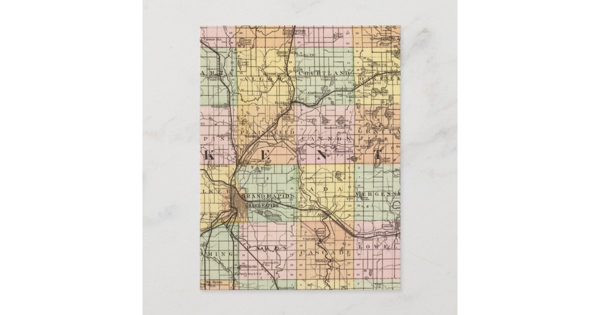 Map of Kent County, Michigan Postcard | Zazzle