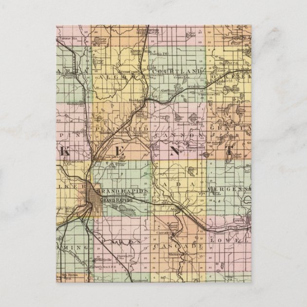 Map Of Kent County Michigan Postcard Zazzle   Map Of Kent County Michigan Postcard Re4c4b130a64649399e59f3af9d9704cd Ucbjp 630 