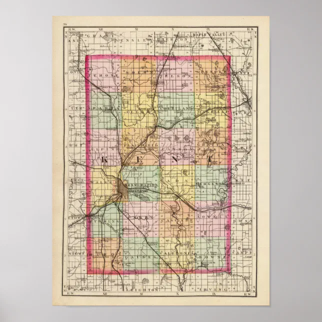 Map of Kent County, Michigan Poster | Zazzle