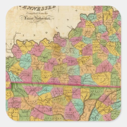 Map of Kentucky And Tennessee Square Sticker