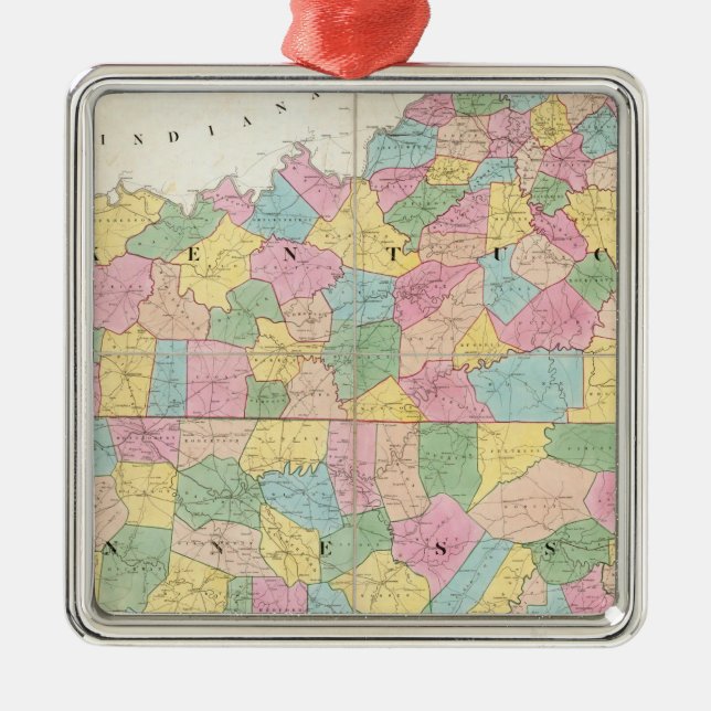 Map of Kentucky & Tennessee Metal Ornament (Front)
