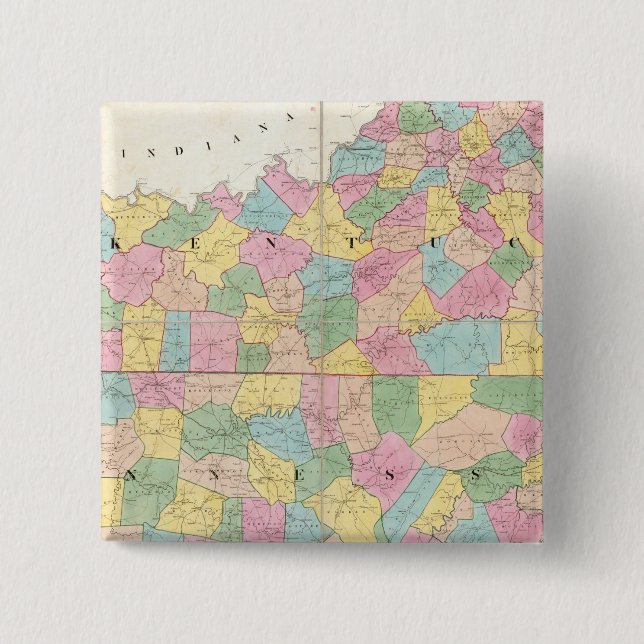 Map of Kentucky & Tennessee Pinback Button (Front)
