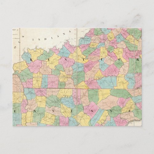 Map of Kentucky  Tennessee Postcard