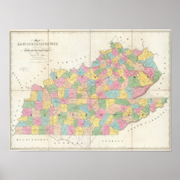 Map of Kentucky &amp; Tennessee Poster