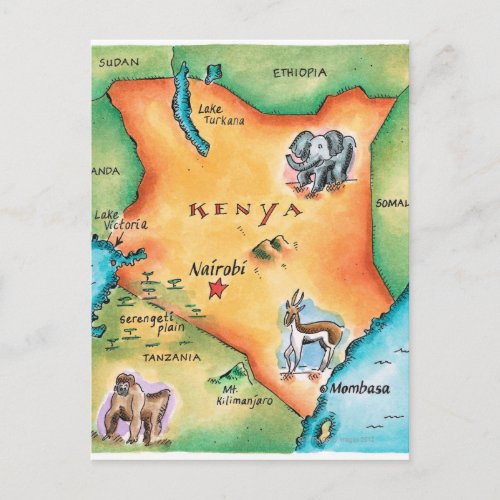 Map of Kenya Postcard